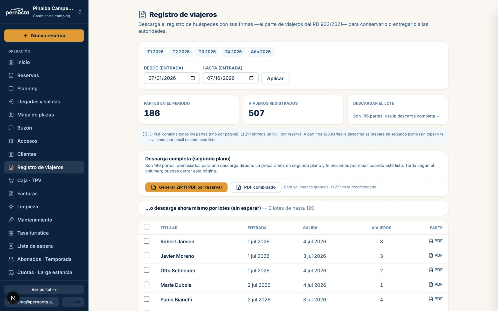 Registro de viajeros